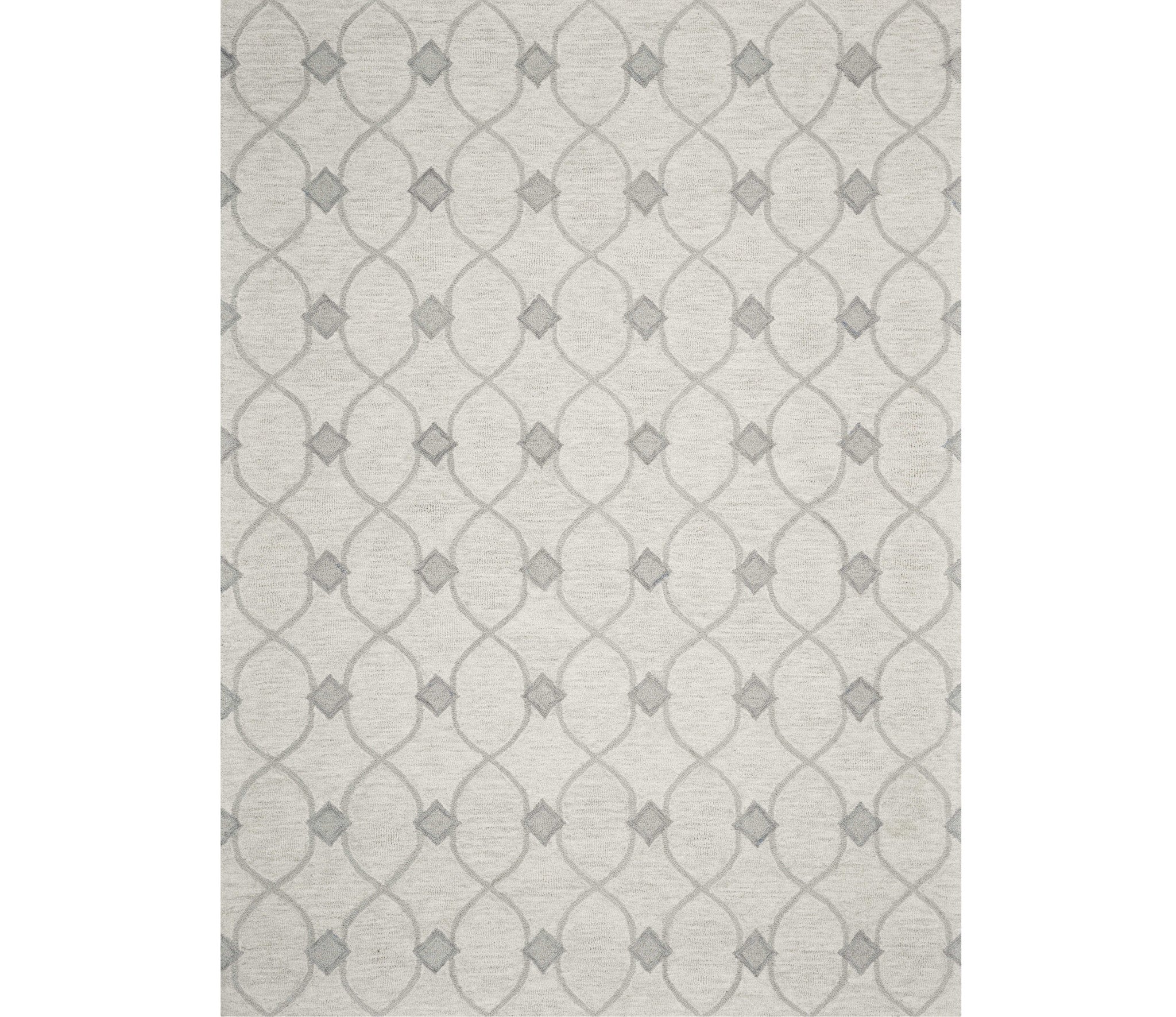 2' X 4' Ivory Wool Quatrefoil Hand Tufted Area Rug