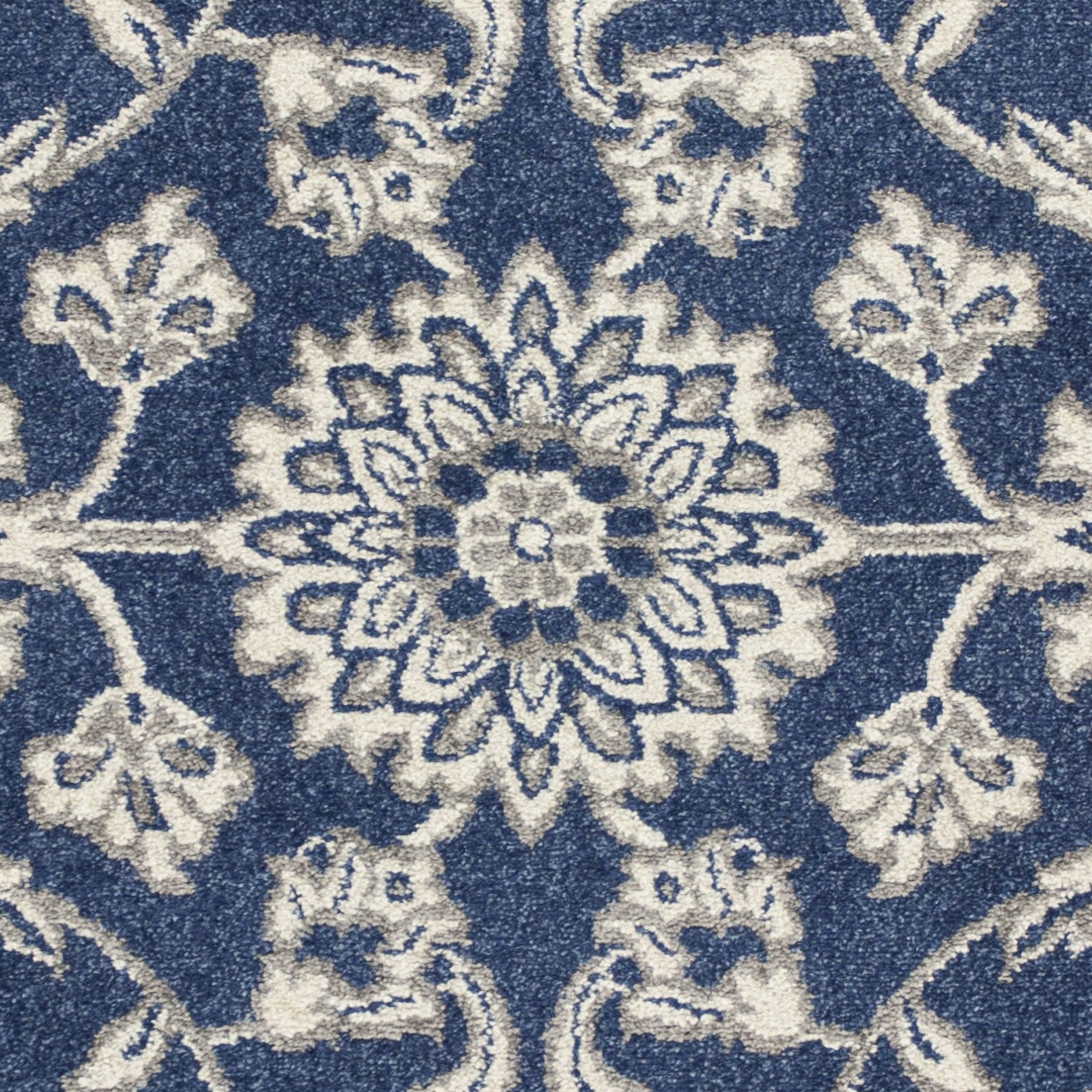 3' X 5' Blue and Ivory Area Rug