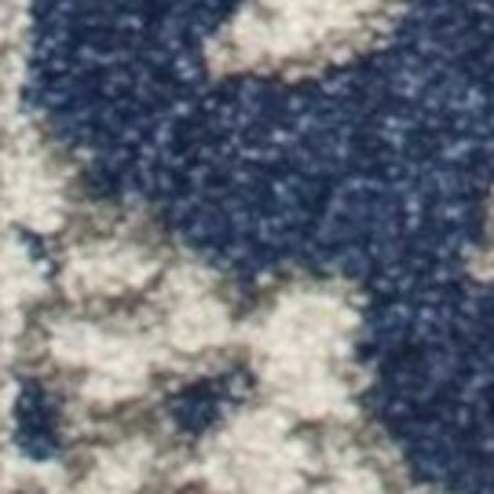 3' X 5' Blue and Ivory Area Rug