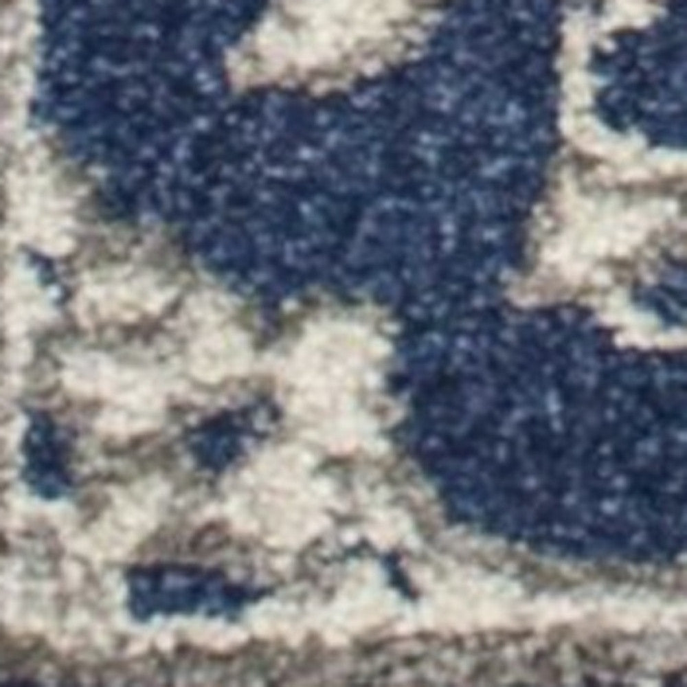 3' X 5' Blue and Ivory Area Rug