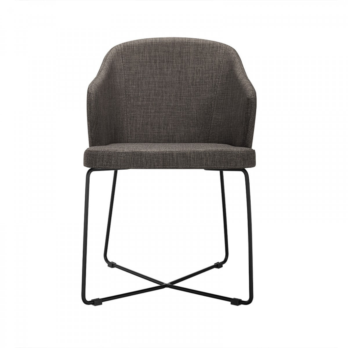 Set of Two Gray And Black Upholstered Fabric Dining Side Chairs