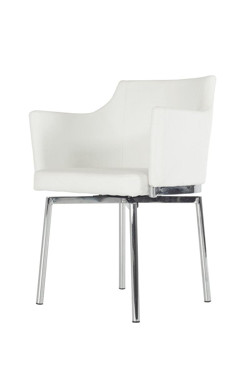 Gray And Silver Upholstered Faux Leather Dining Arm Chair