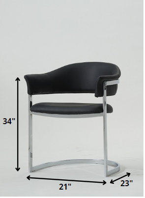 Black And Silver Upholstered Faux Leather Dining Side Chair