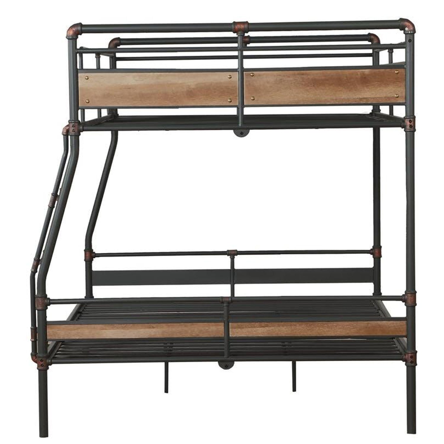 Dark Brown Full Industrial Metal Bunk Bed