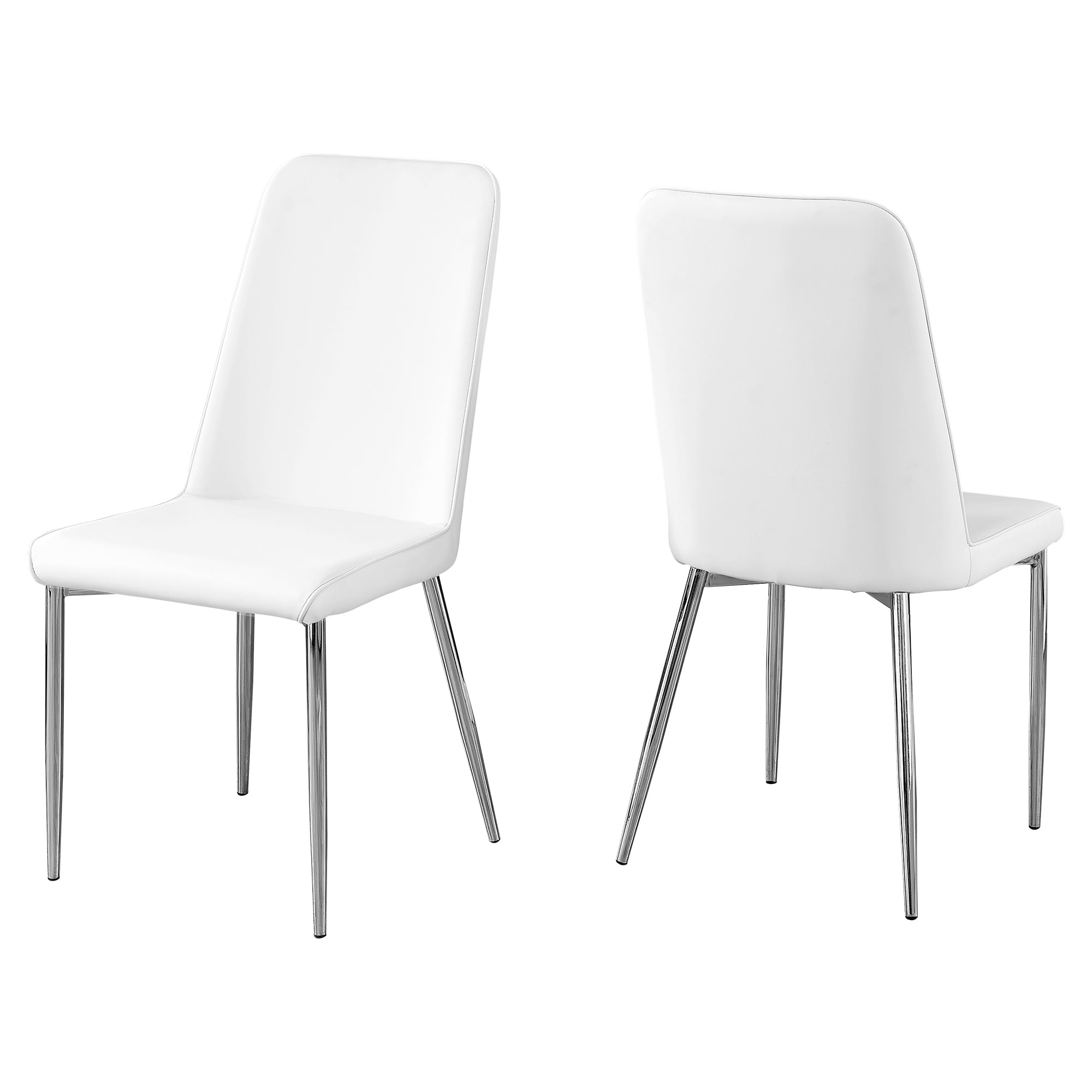 Set of Two White And Silver Upholstered Faux Leather Dining Side Chairs