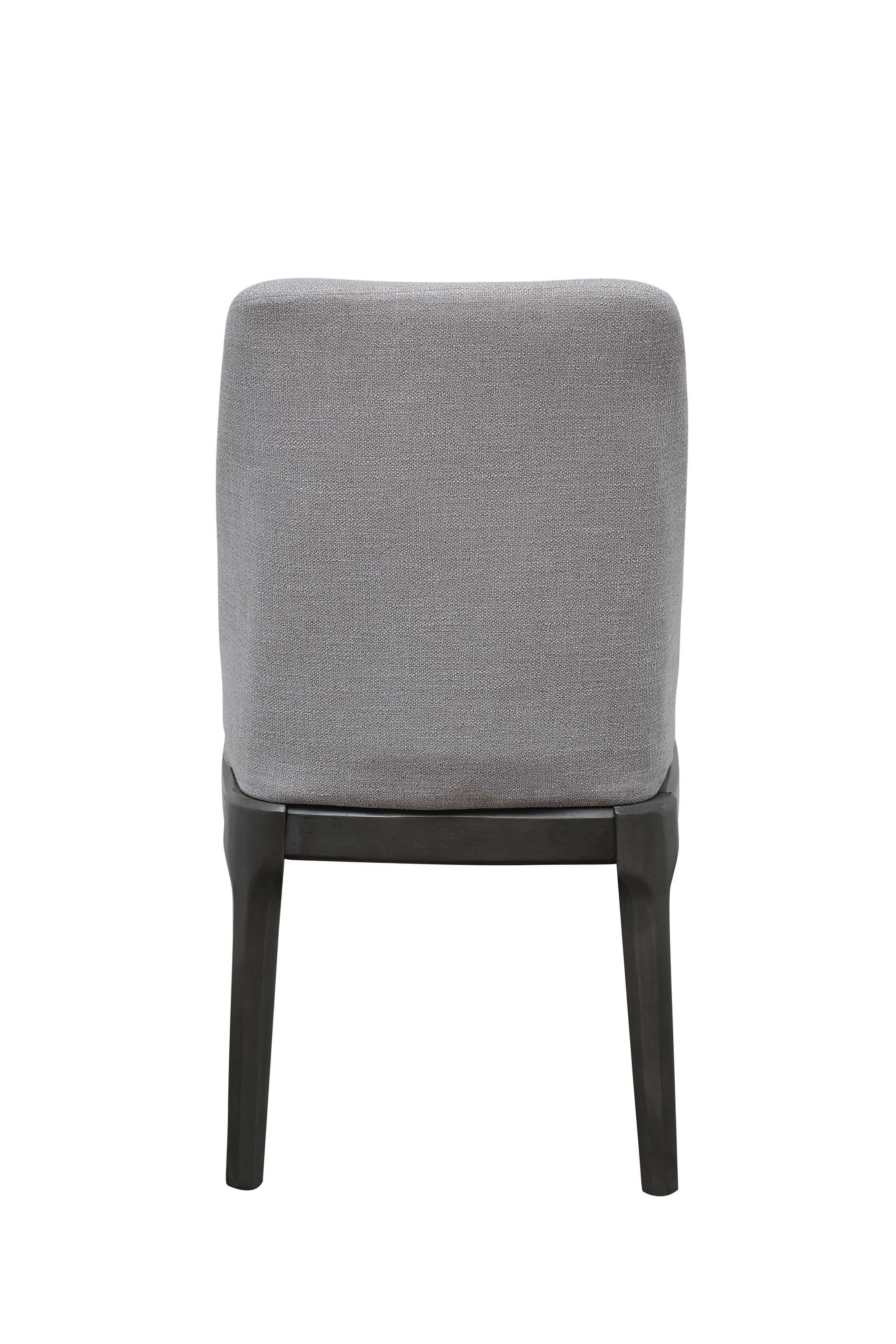 Set of Two Light Gray And Gray Upholstered Linen Dining Side Chairs