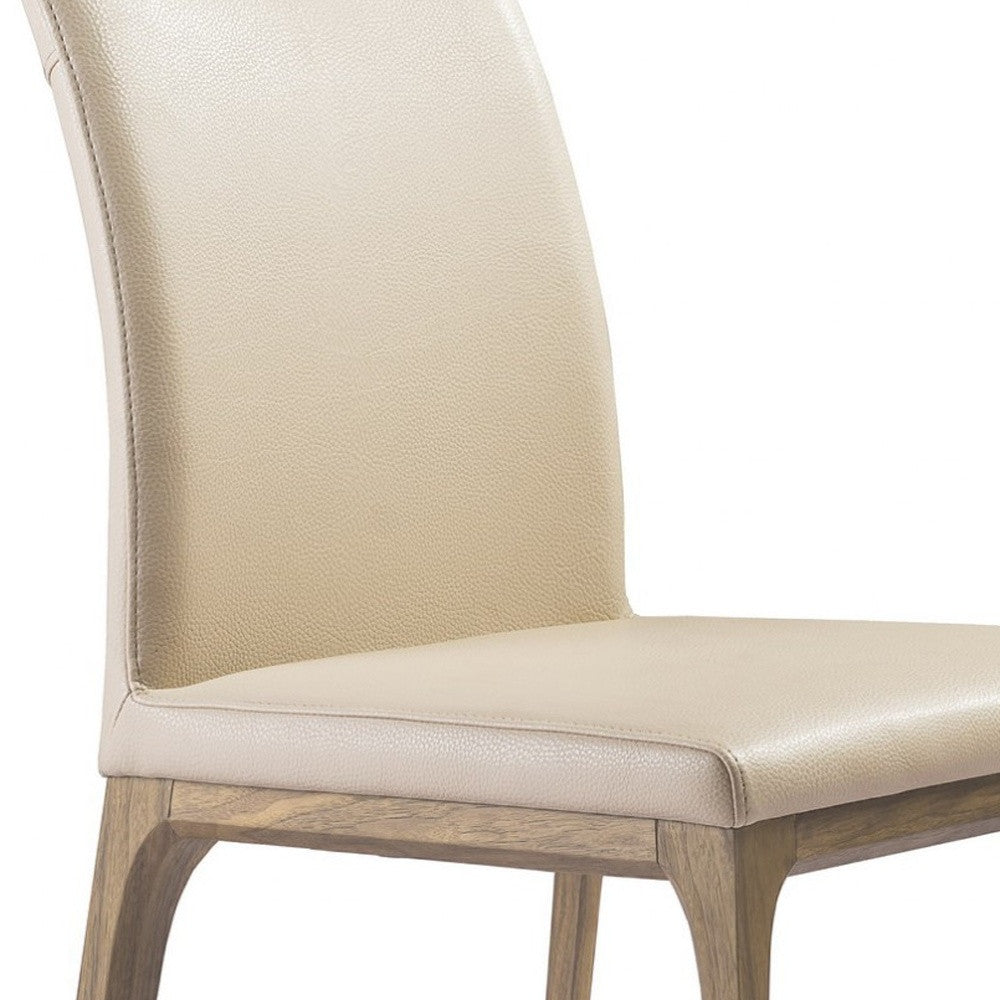 Set Of 2 Taupe Faux Leather Dining Chairs