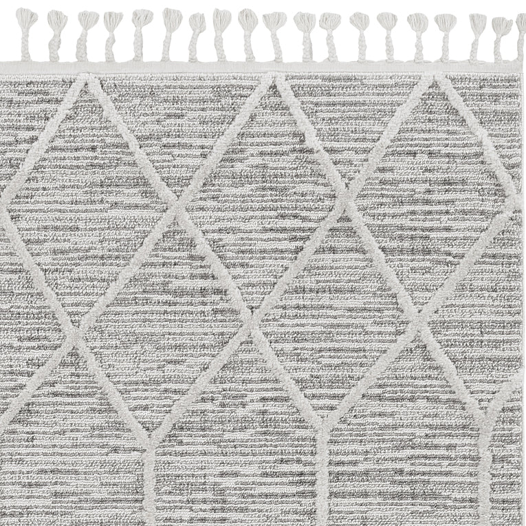 12'X15' Ivory Grey Machine Woven Geometric Indoor Area Rug