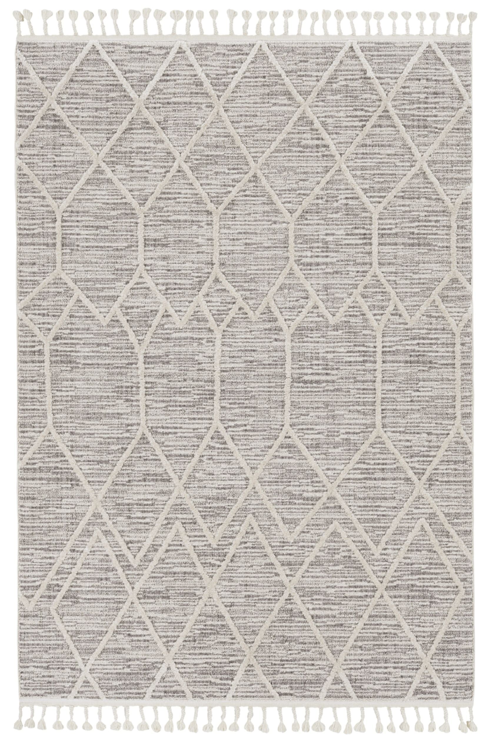 12'X15' Ivory Grey Machine Woven Geometric Indoor Area Rug