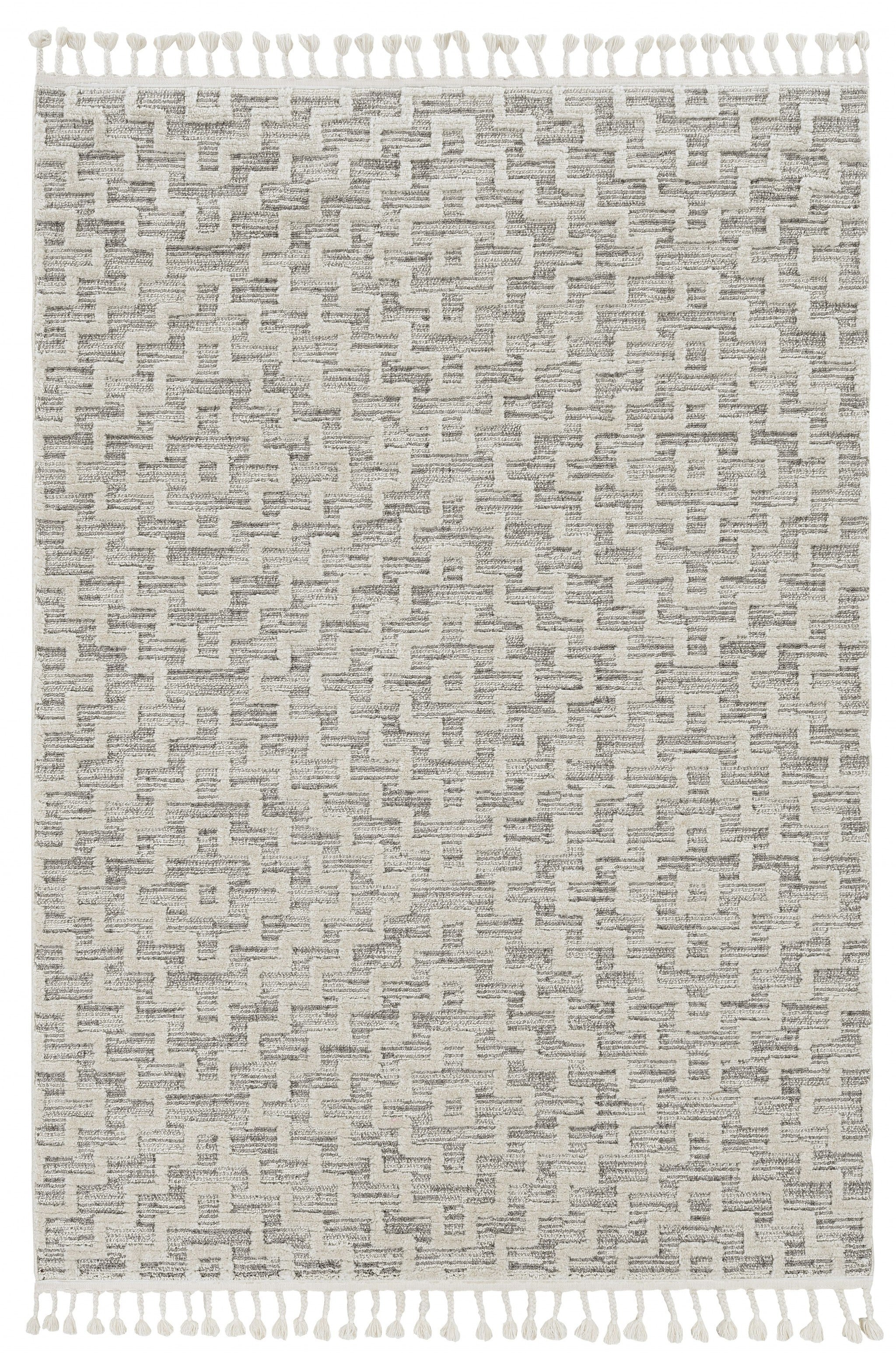 12' x 15' Gray and Ivory Geometric Area Rug