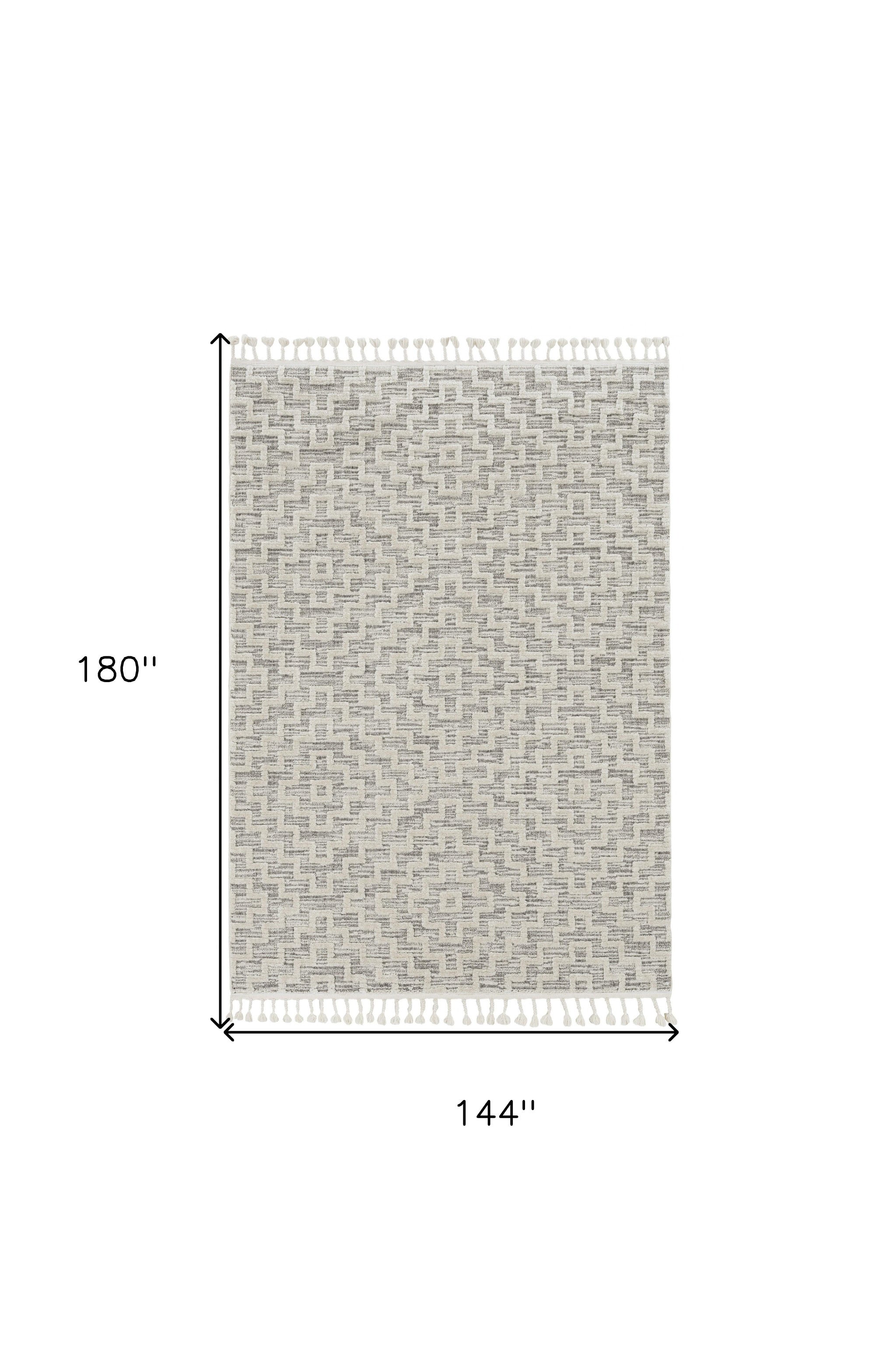 12' x 15' Gray and Ivory Geometric Area Rug