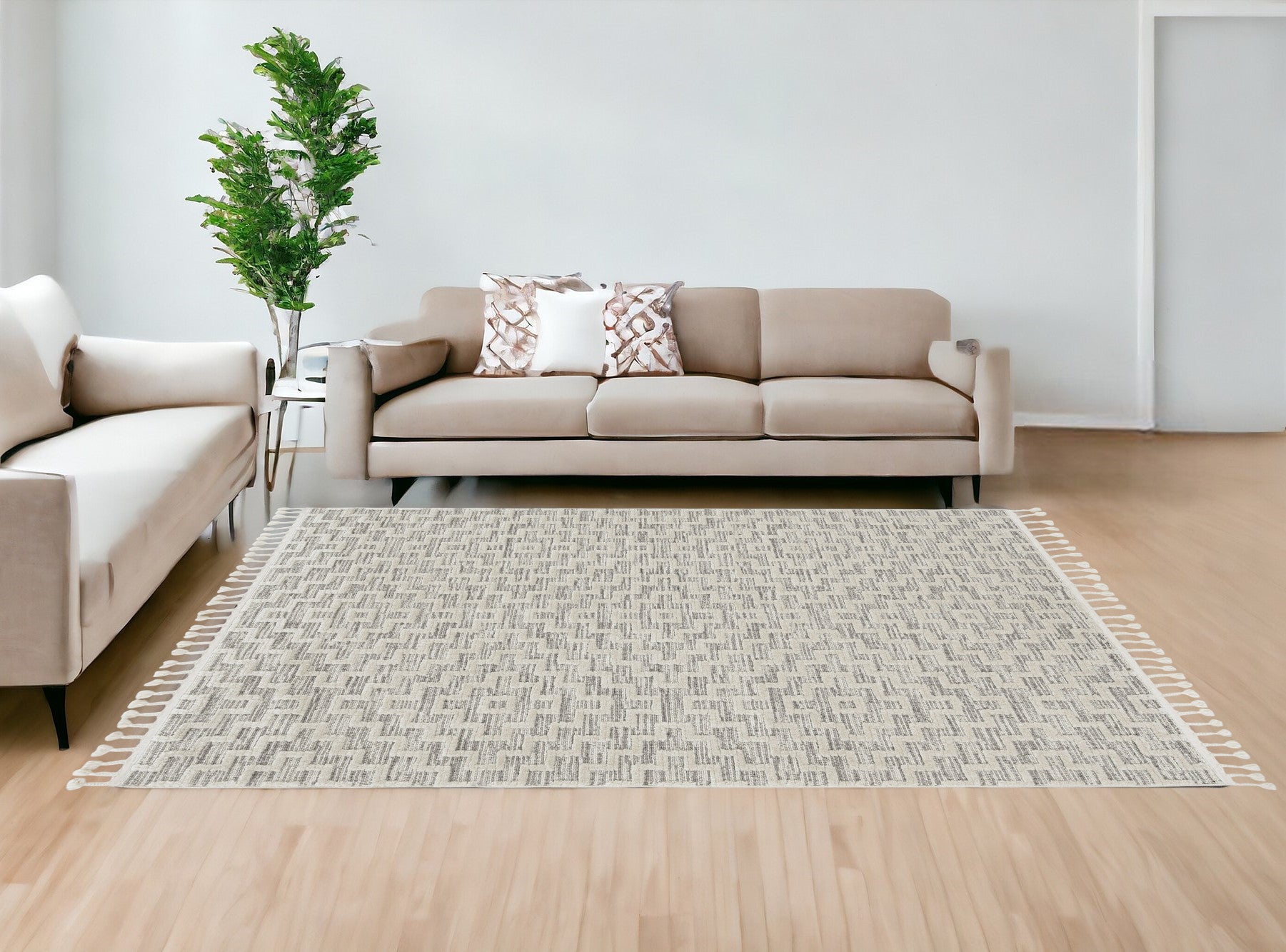 12' x 15' Gray and Ivory Geometric Area Rug