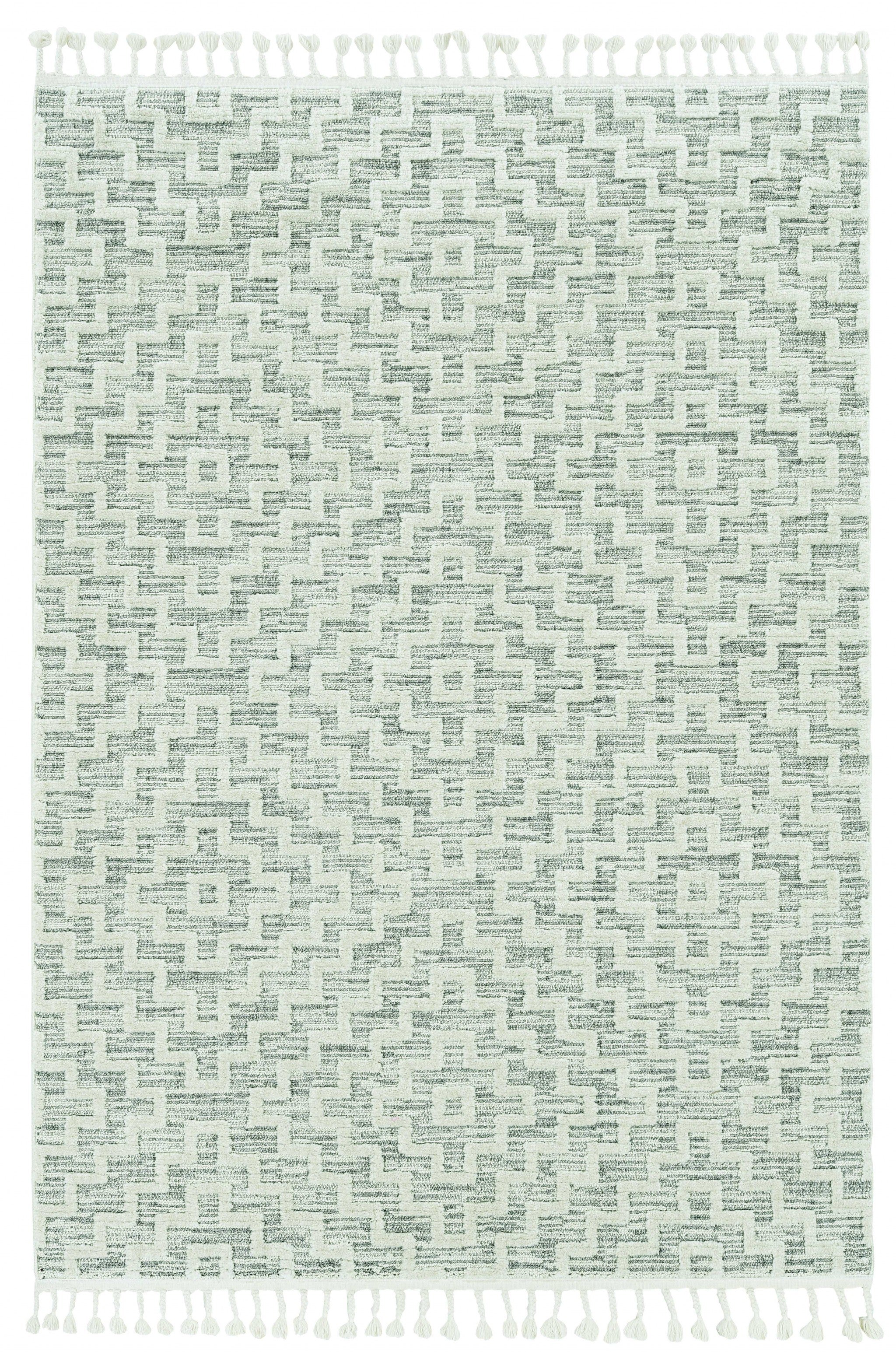 12' x 15' Gray and Ivory Geometric Area Rug