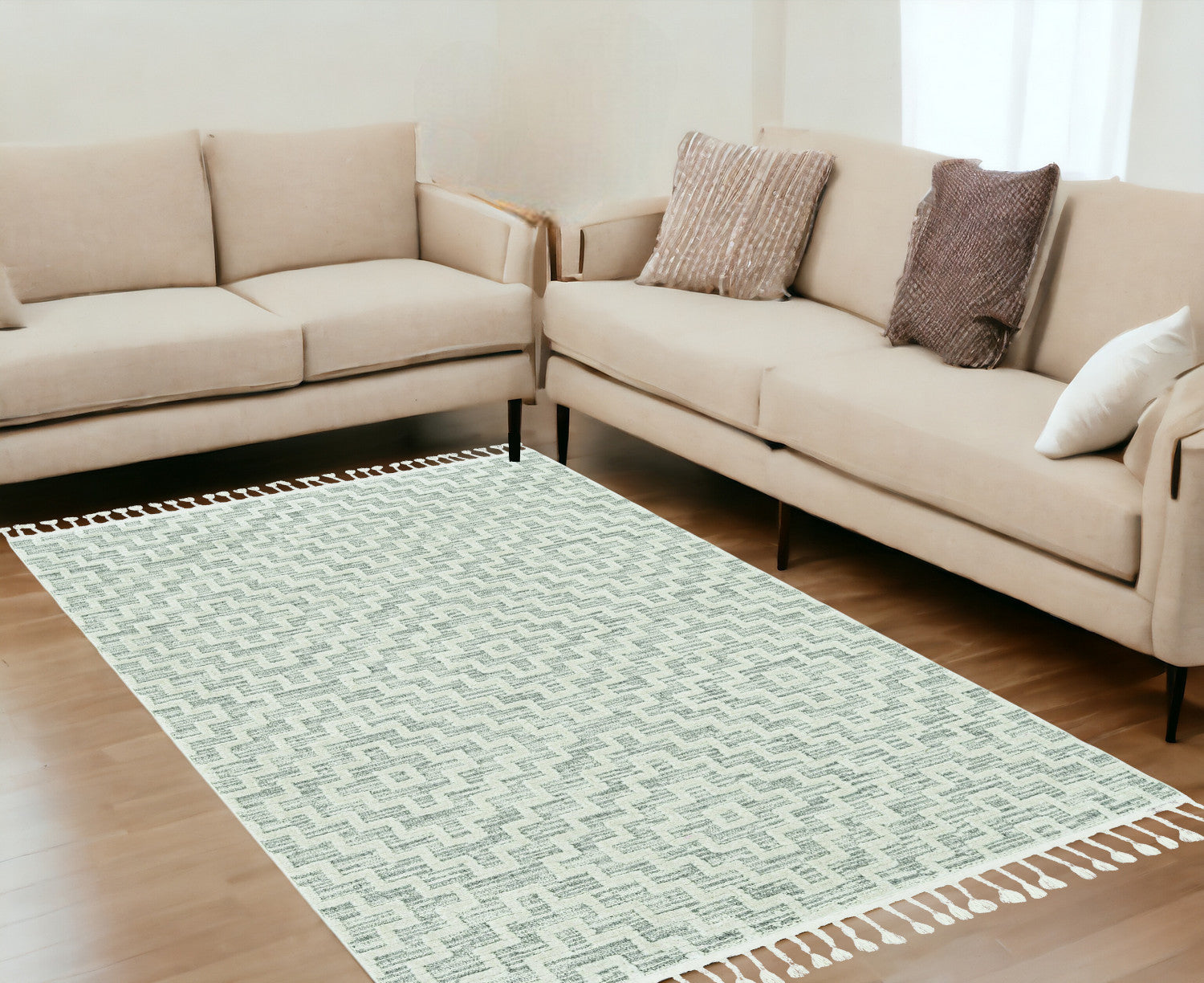 12' x 15' Gray and Ivory Geometric Area Rug