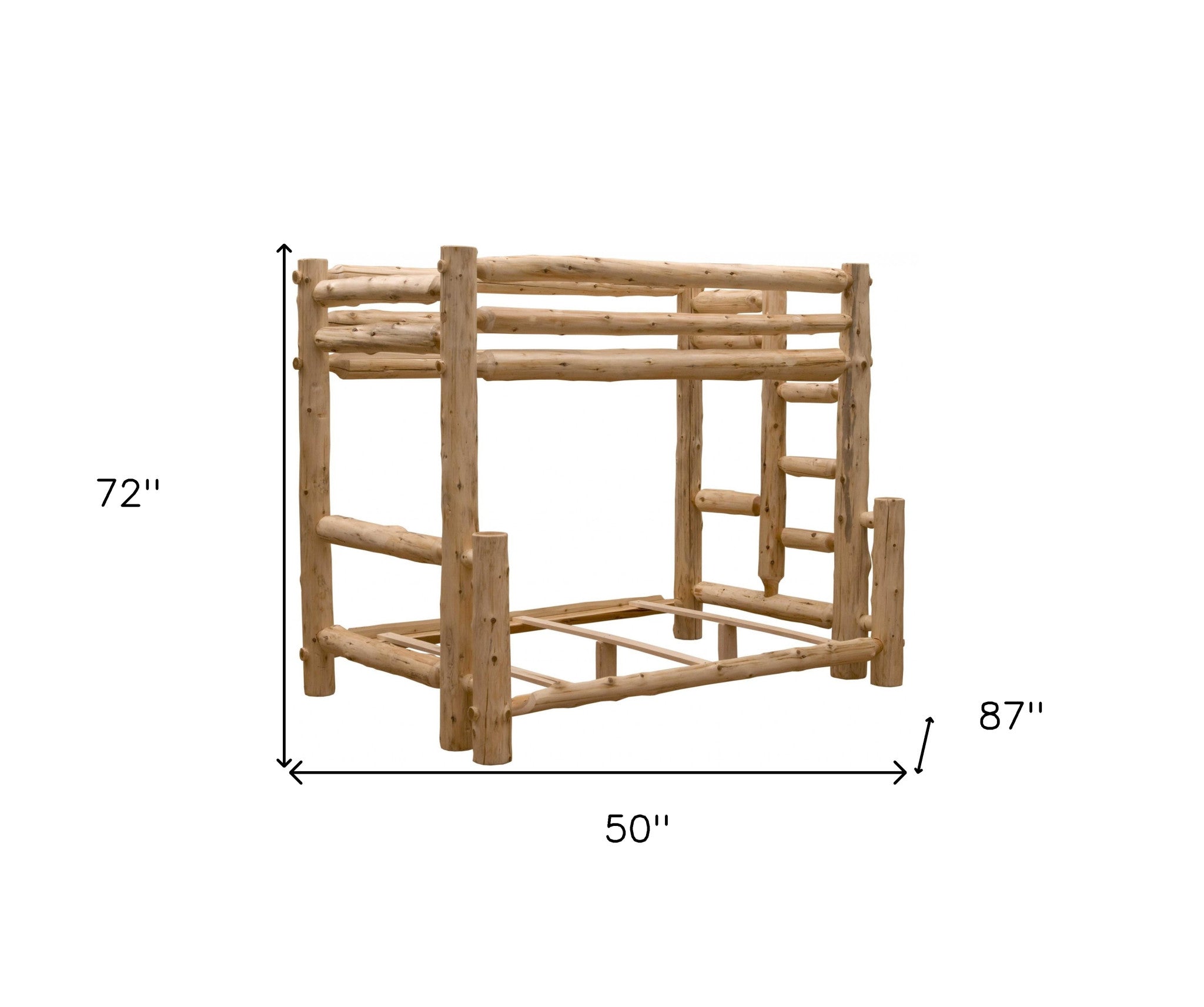 Rustic And Natural Cedar Single Ladder Left Log Bunk Bed