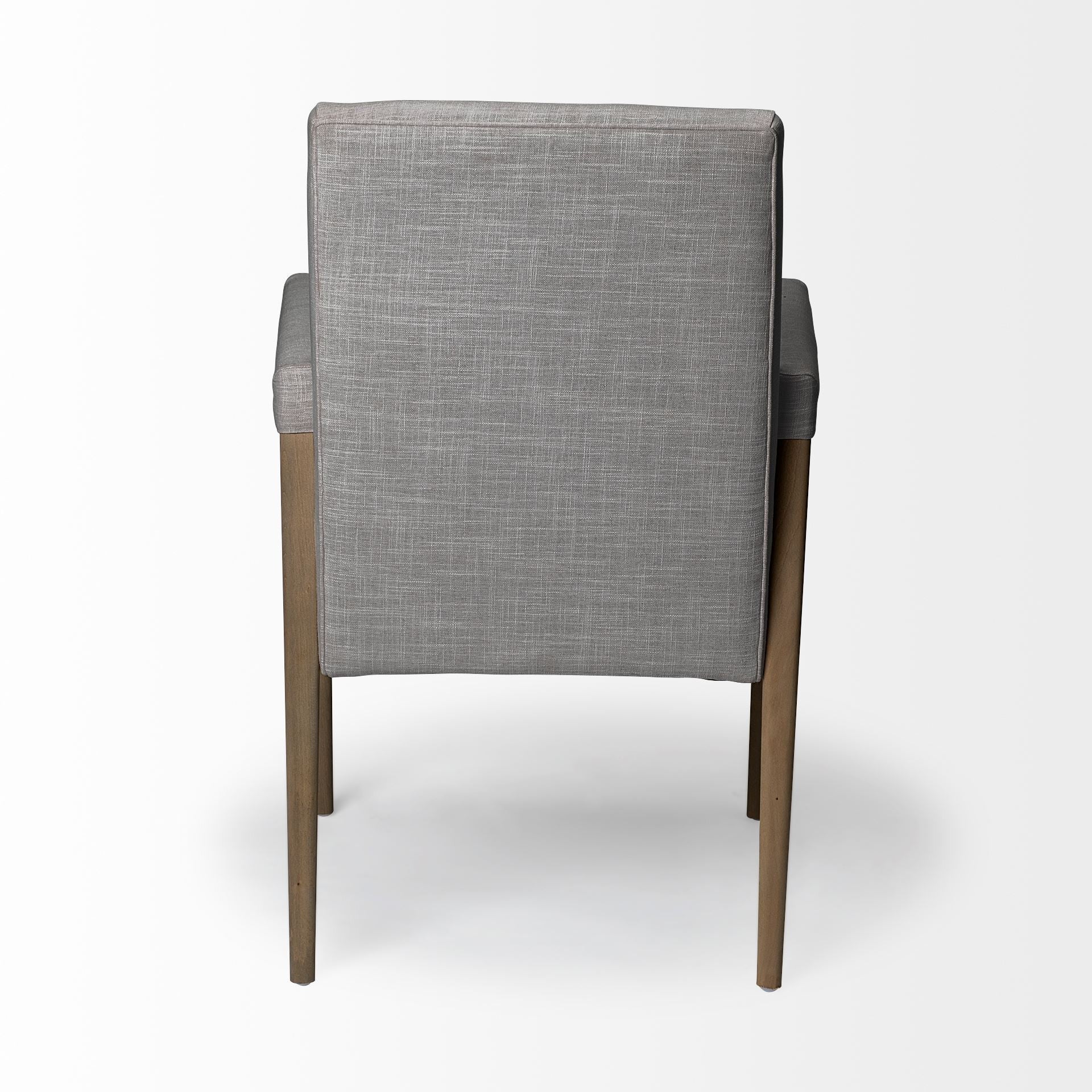 Gray And Brown Upholstered Fabric King Louis Back Dining Arm Chair