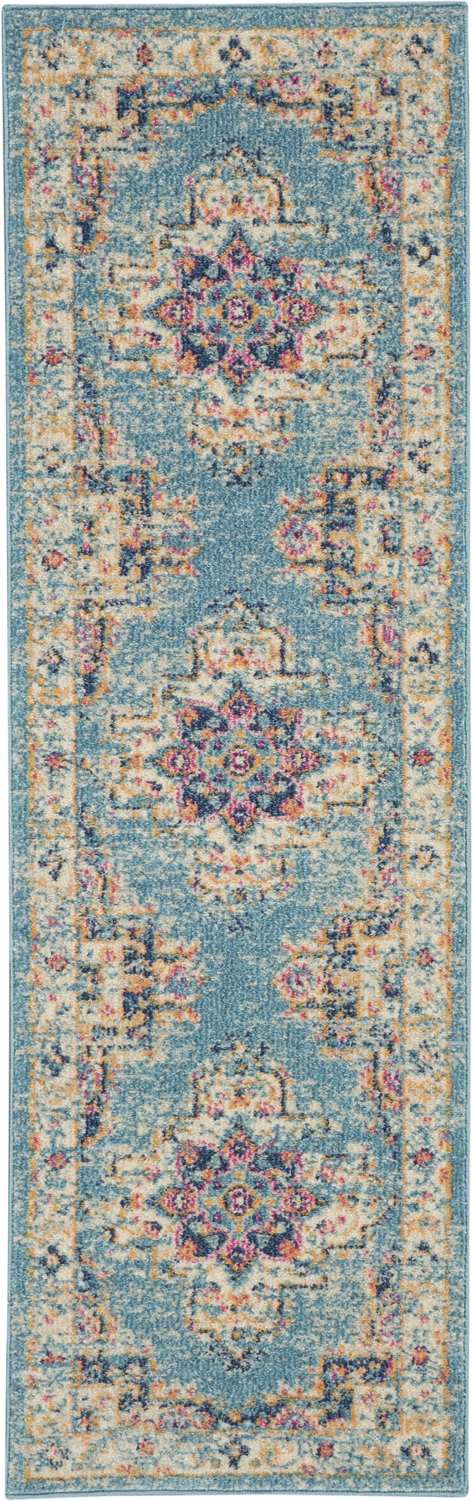 2' X 3' Light Blue Southwestern Power Loom Area Rug