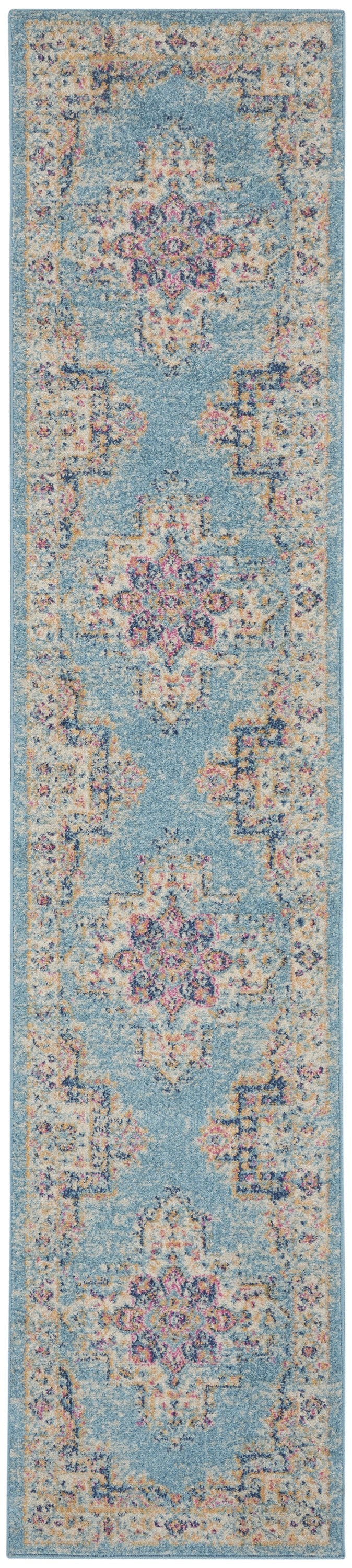 2' X 3' Light Blue Southwestern Power Loom Area Rug