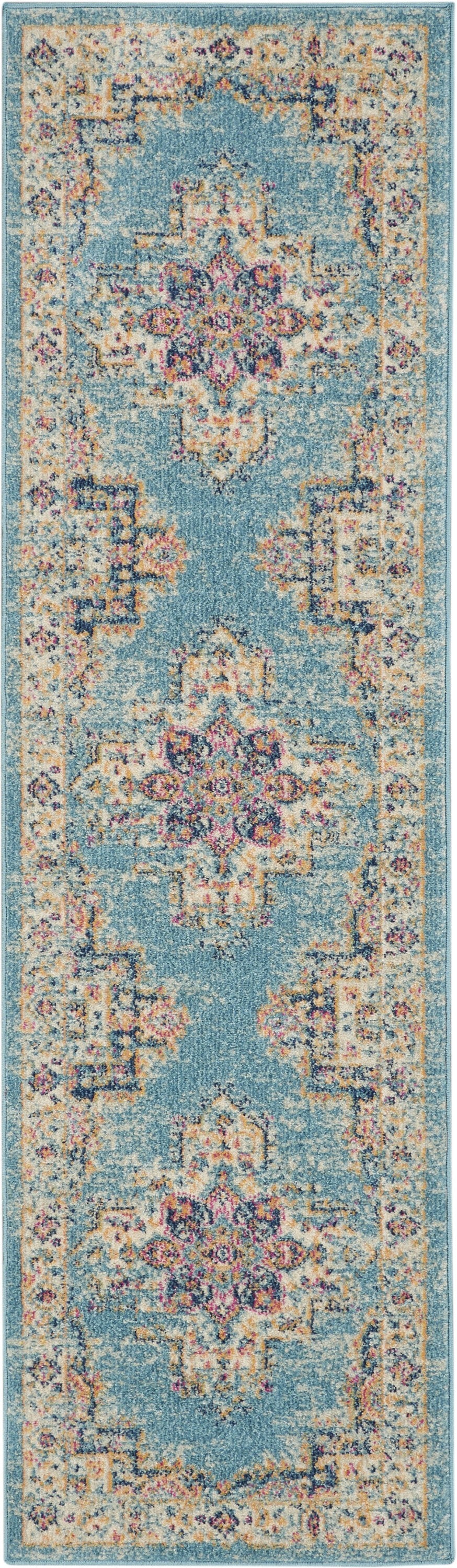 2' X 3' Light Blue Southwestern Power Loom Area Rug