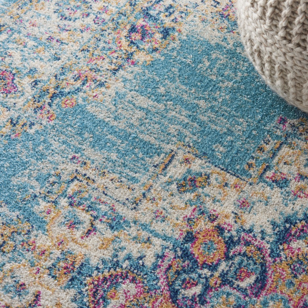 2' X 3' Light Blue Southwestern Power Loom Area Rug