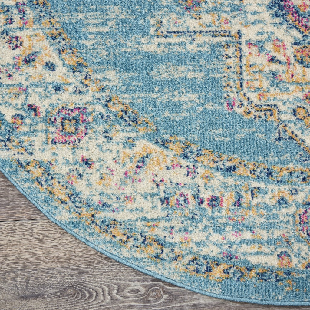 2' X 3' Light Blue Southwestern Power Loom Area Rug