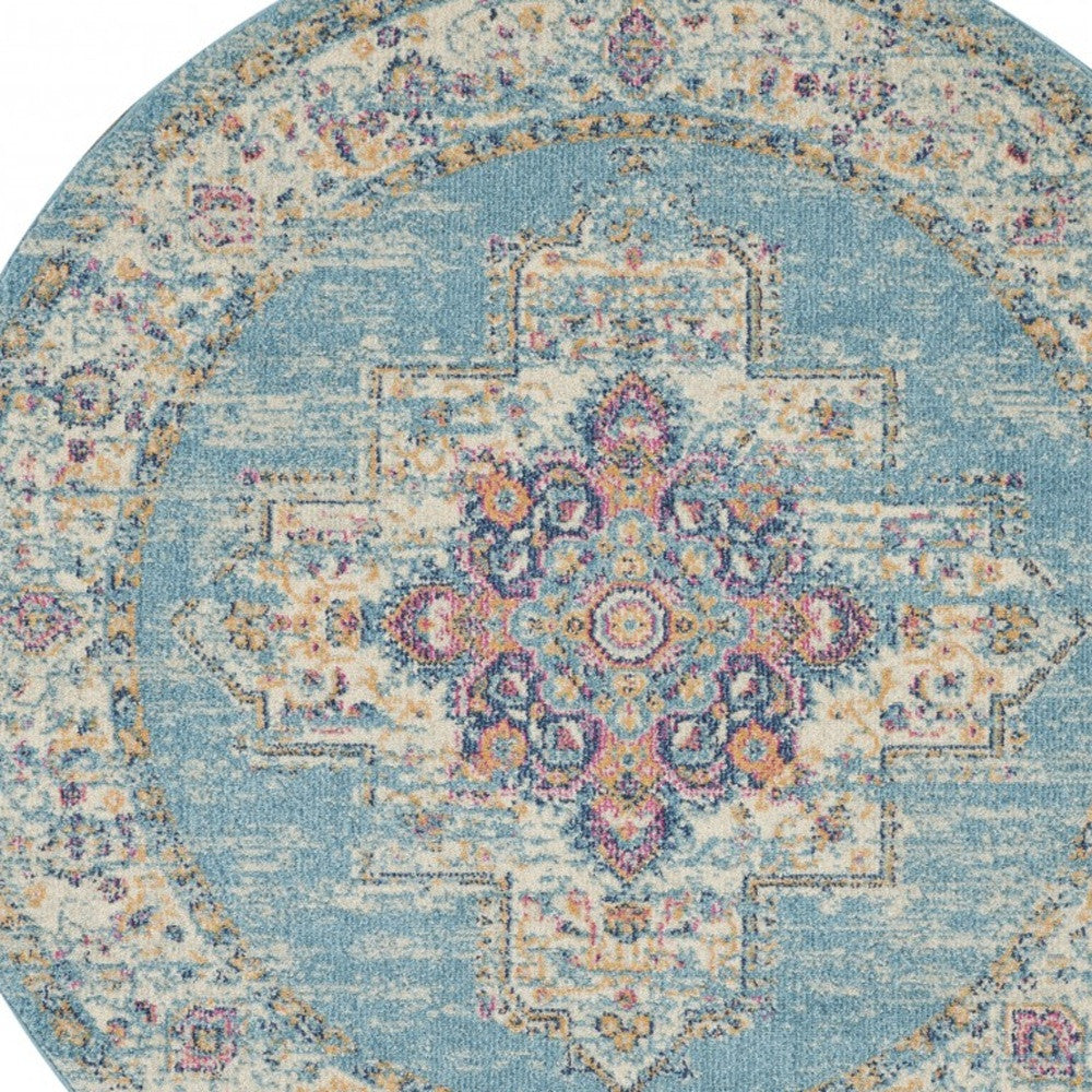 2' X 3' Light Blue Southwestern Power Loom Area Rug