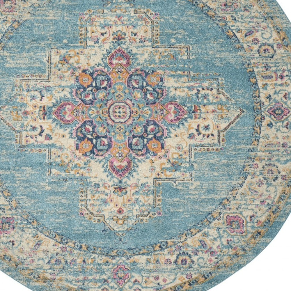 2' X 3' Light Blue Southwestern Power Loom Area Rug