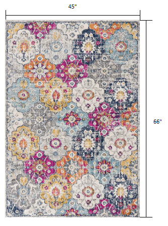 20' Runner Blue and Ivory Floral Runner Rug
