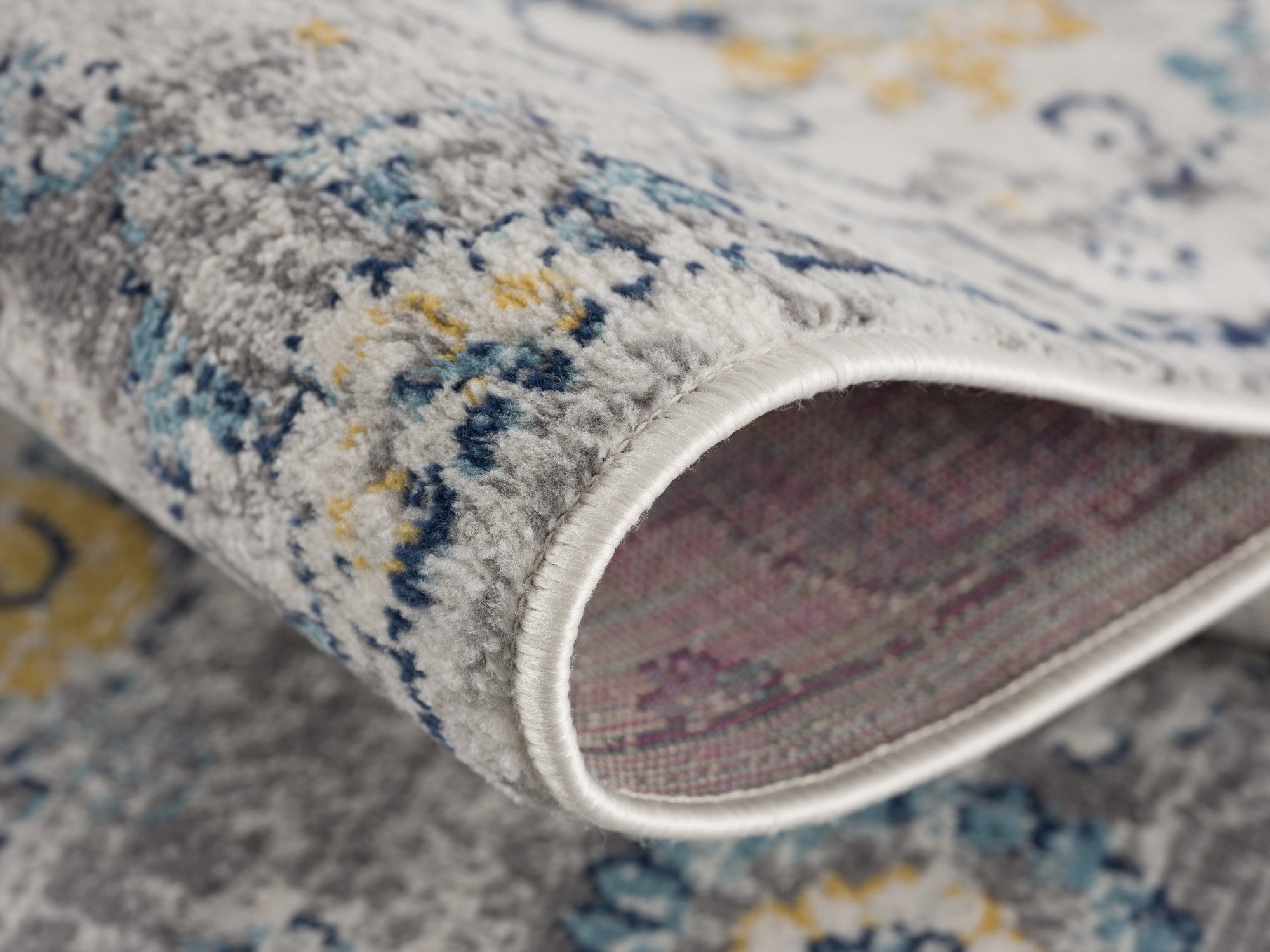 20' Runner Blue and Ivory Floral Runner Rug