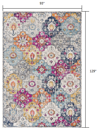 20' Runner Blue and Ivory Floral Runner Rug