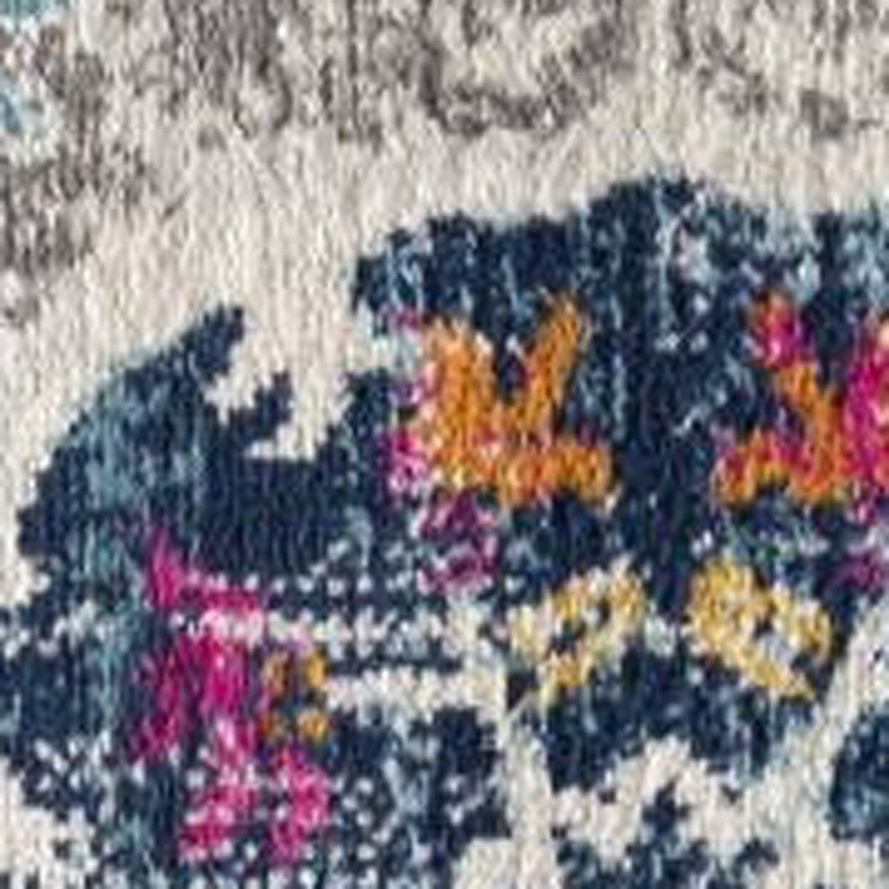 6' x 9' Blue and Ivory Medallion Area Rug