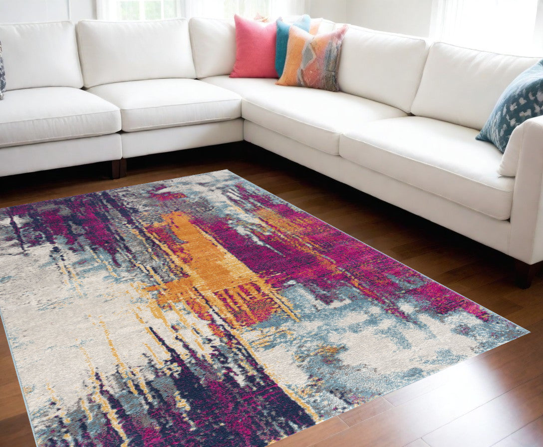 3' X 5' Gray and Ivory Abstract Area Rug
