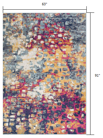 8' Runner Blue and Ivory Abstract Runner Rug