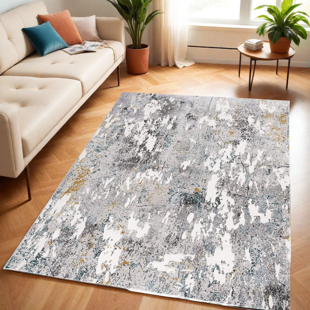 5' X 7' Gray Abstract Power Loom Area Rug