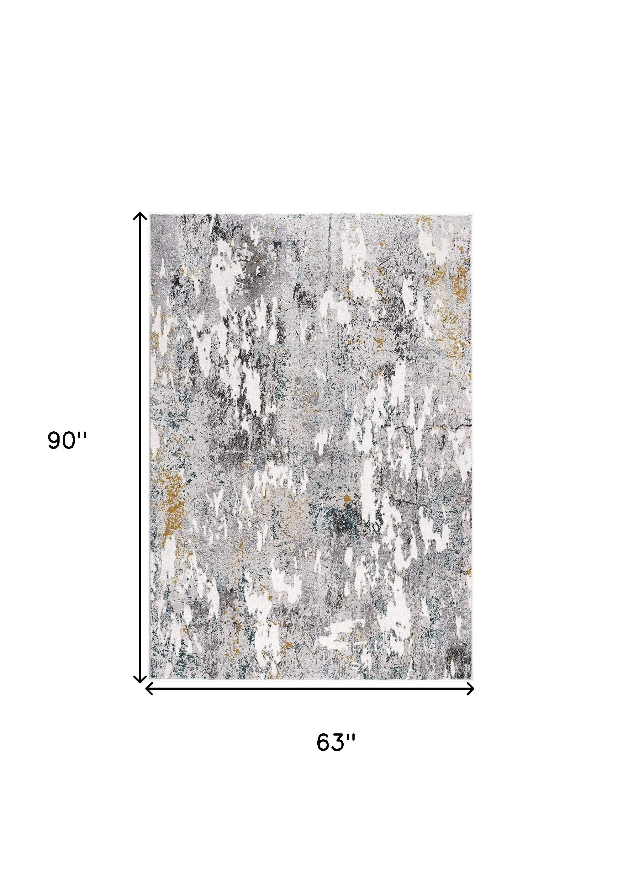 5' X 7' Gray Abstract Power Loom Area Rug