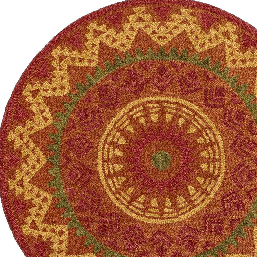 4’ Round Orange Decorative Area Rug