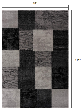 2’ X 4’ Gray Geometric Blocks Area Rug