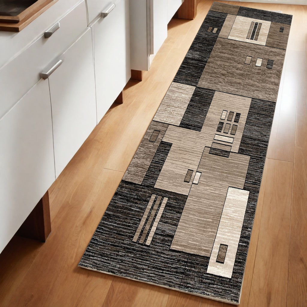 5' X 7' Beige Abstract Dhurrie Area Rug