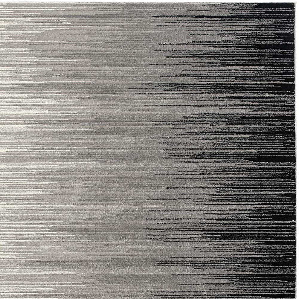 2’ X 10’ Black Transitional Striped Runner Rug