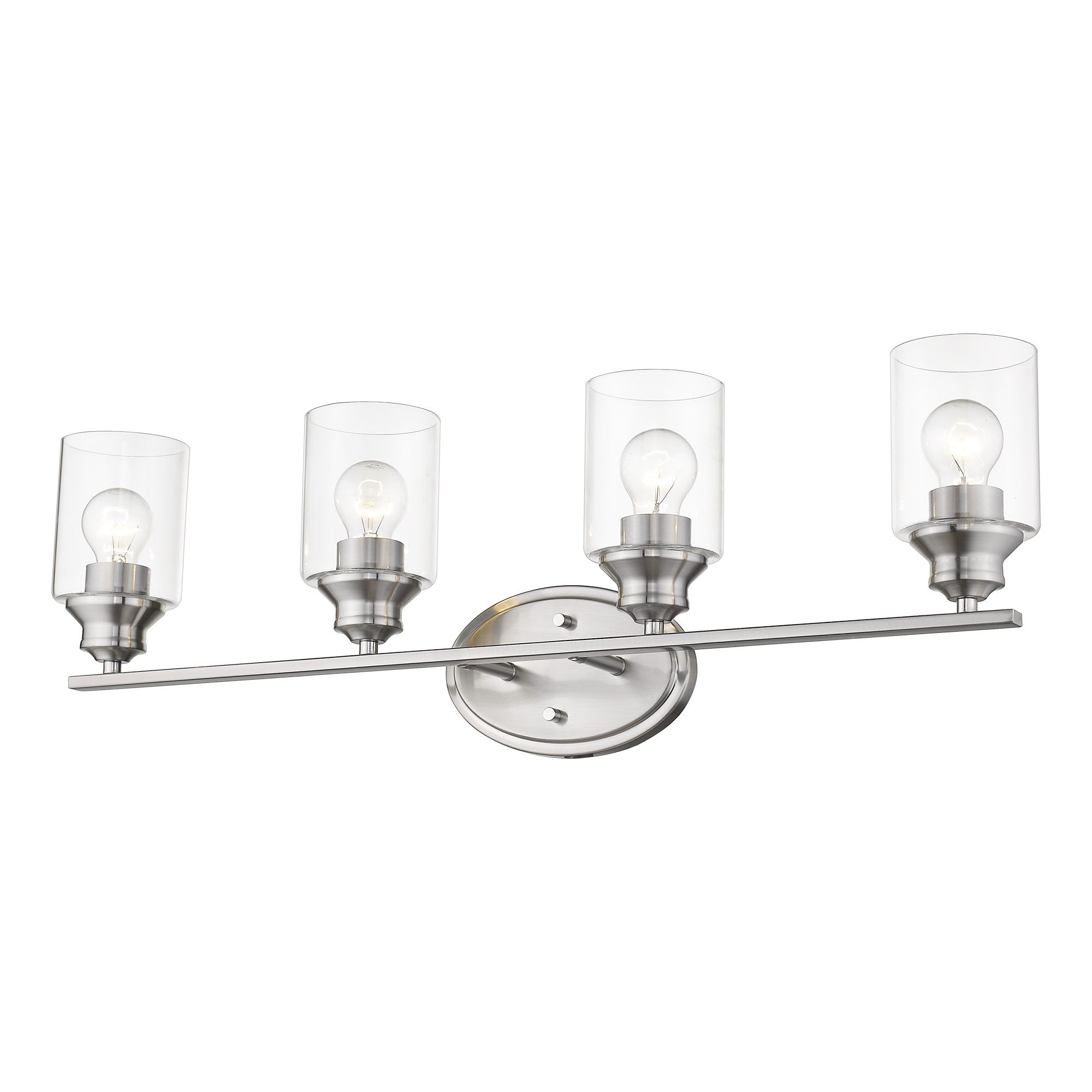 Four Light Silver Wall Light with Clear Glass Shade