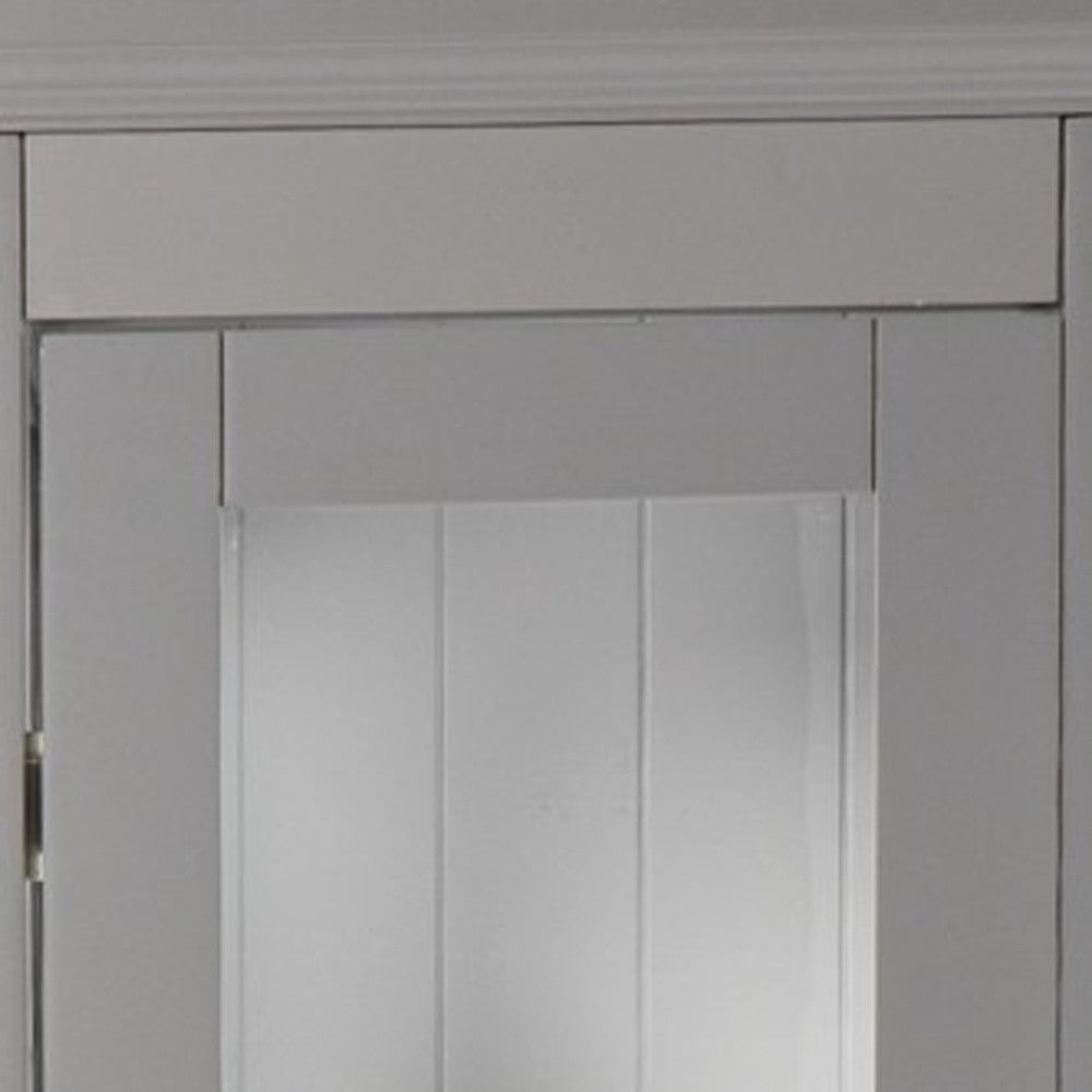 Gray Cornice Molding Curio with Glass Door