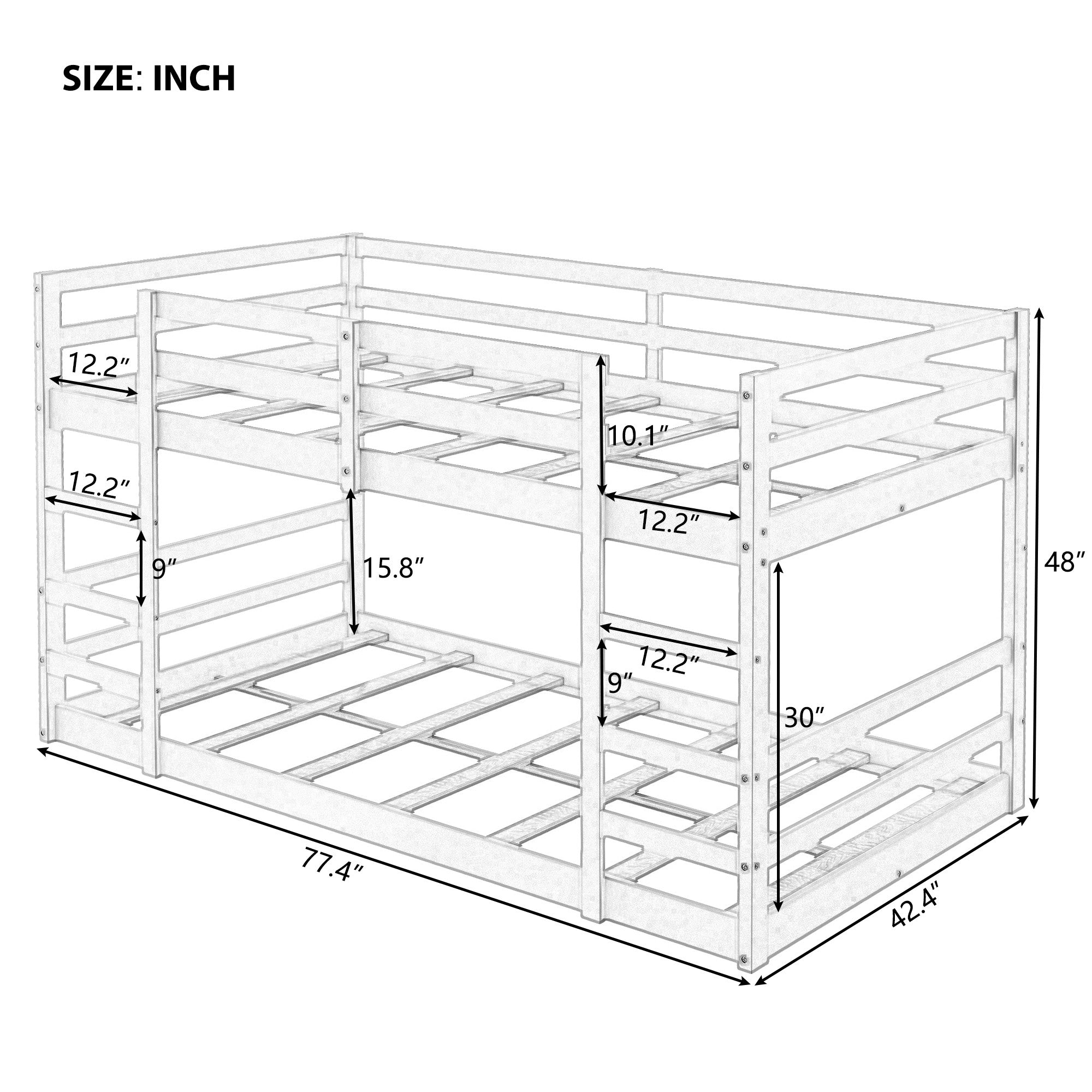 Pastel White Twin Over Twin Dual Ladder Bunk Bed