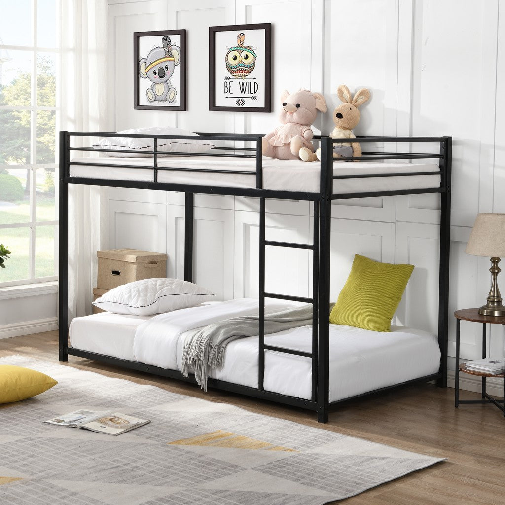 Black Twin Over Twin Metal Low Bunk Bed