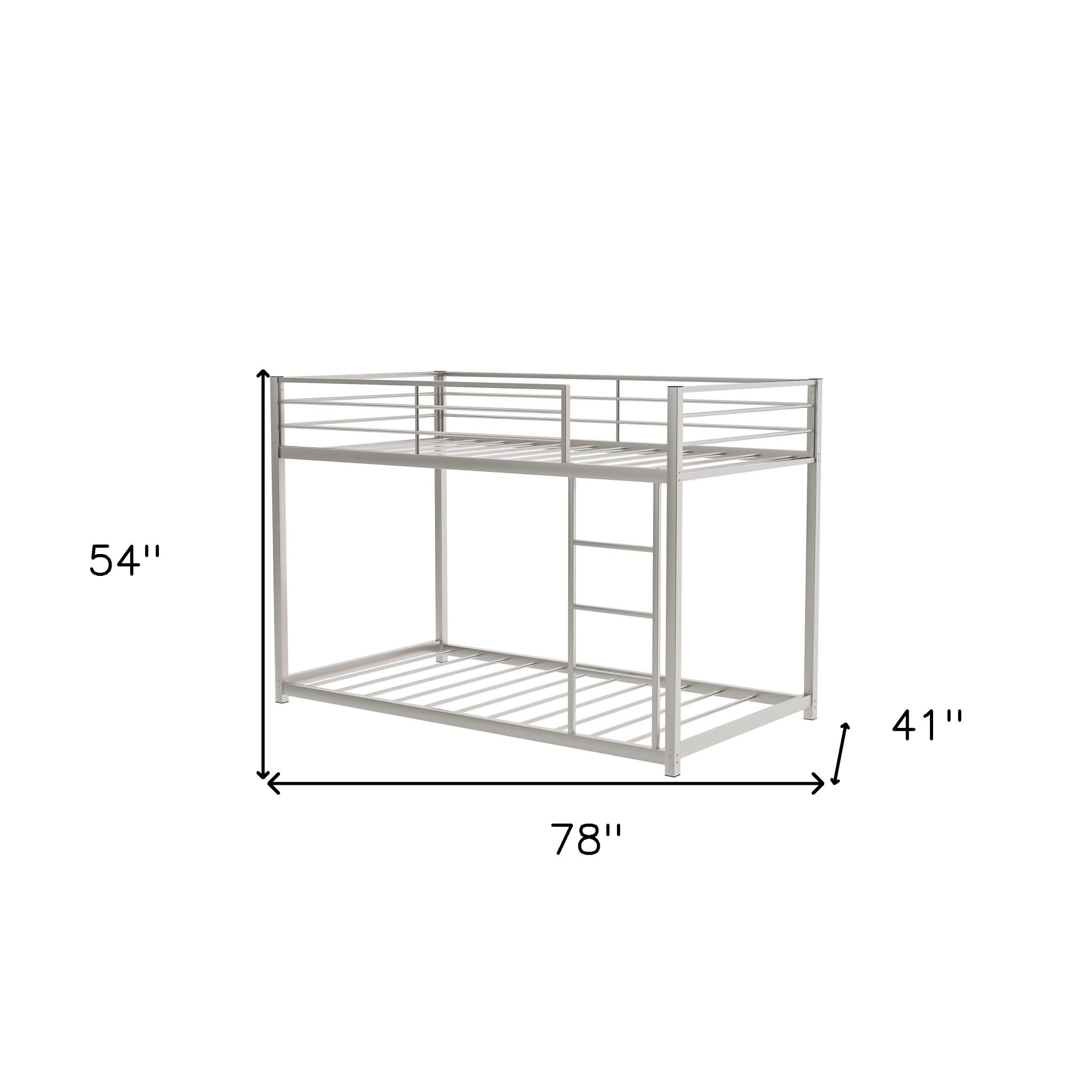 Silver Twin Over Twin Metal Low Bunk Bed