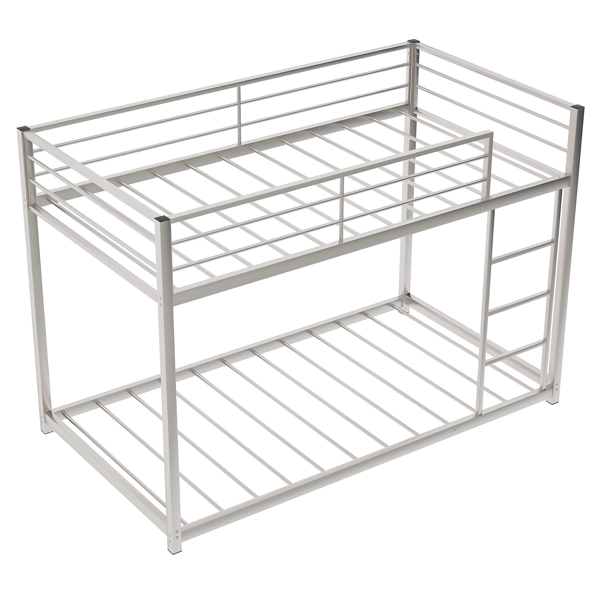 Silver Twin Over Twin Metal Low Bunk Bed