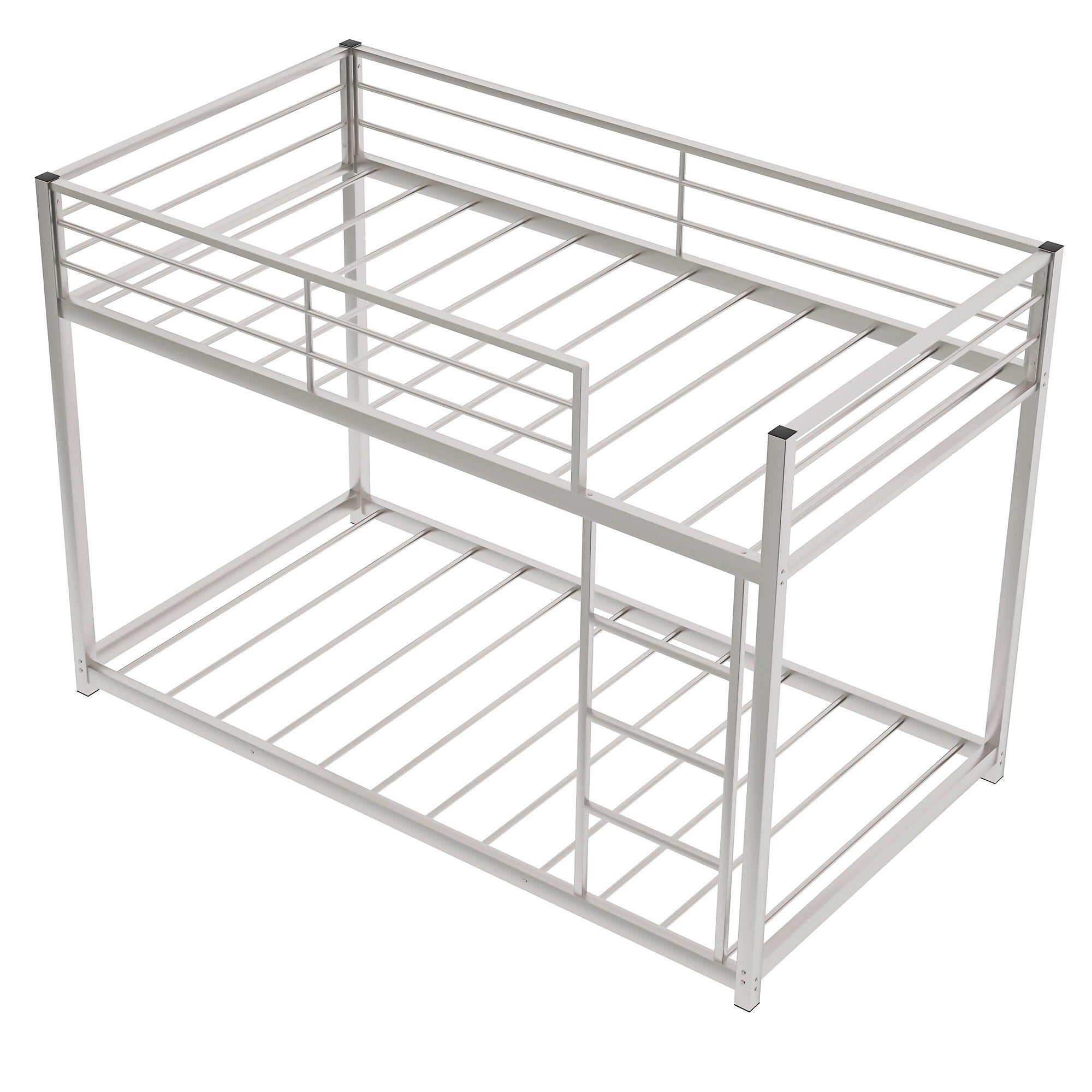 Silver Twin Over Twin Metal Low Bunk Bed