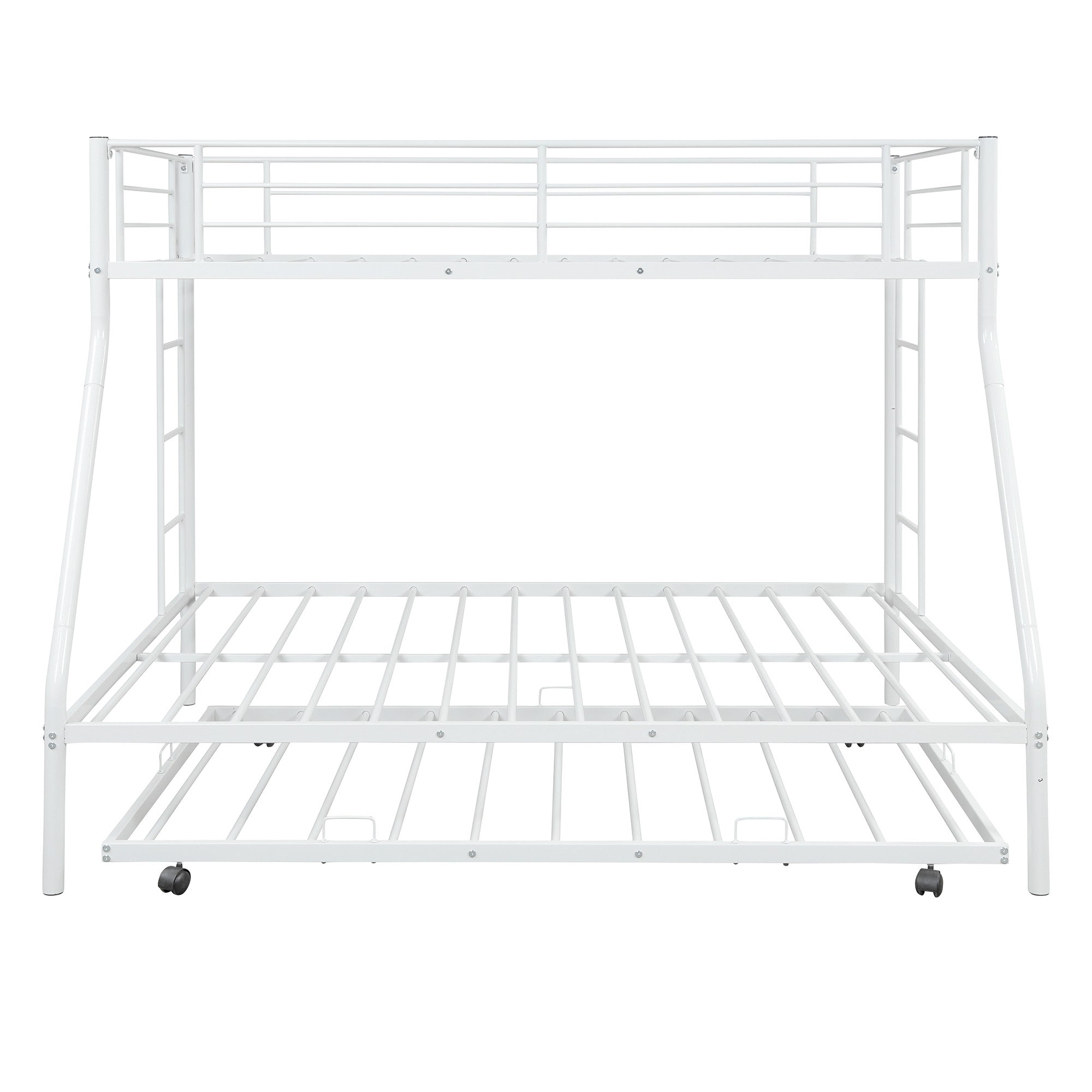 White Twin Over Full Size Bunk Bed with Trundle