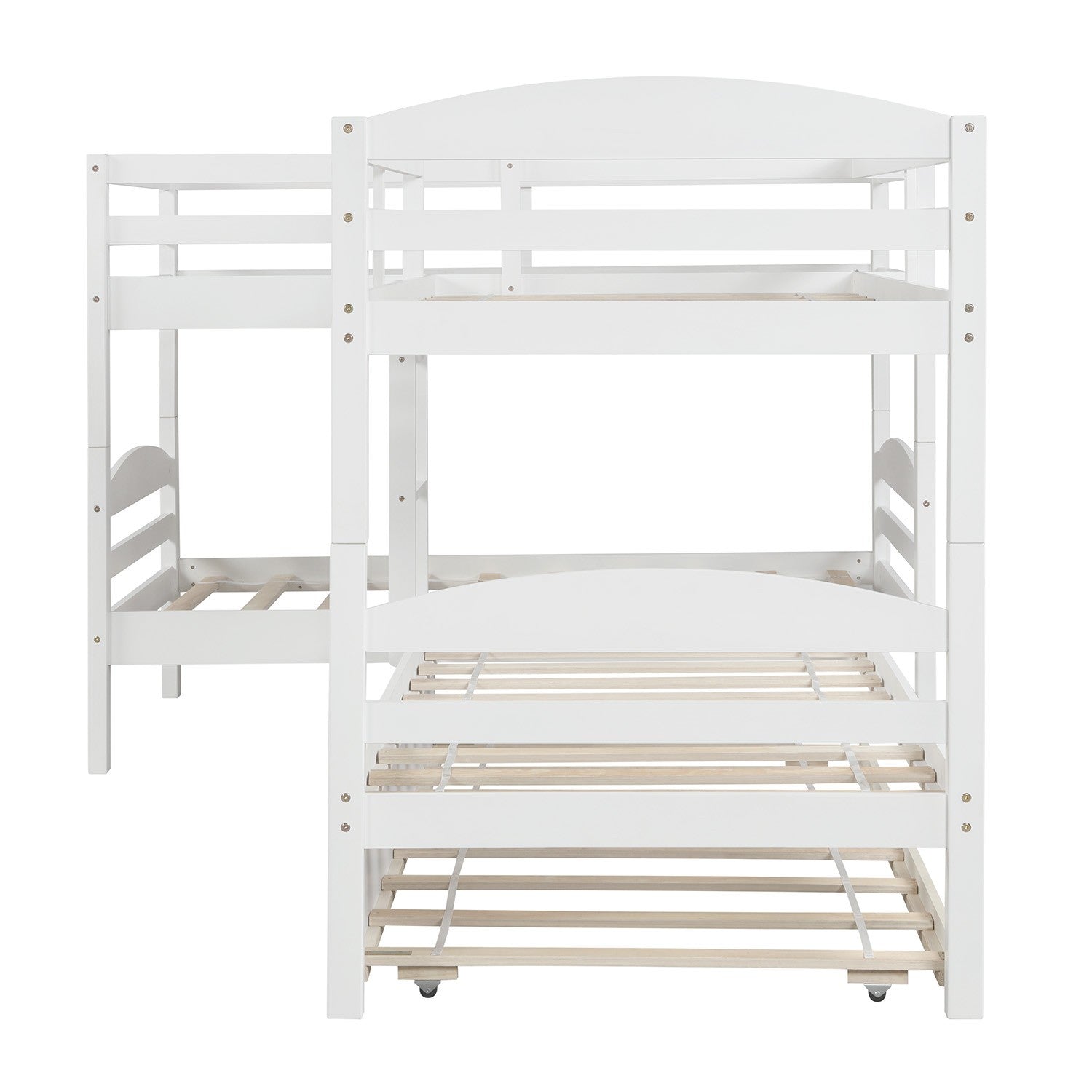 White Twin Contemporary Manufactured Wood and Solid Wood Bunk Bed