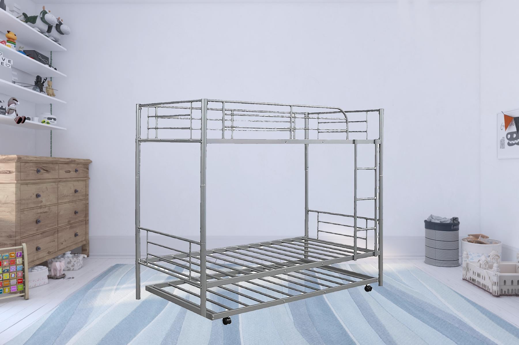 Silver Twin over Twin Traditional Steel Bunk Bed