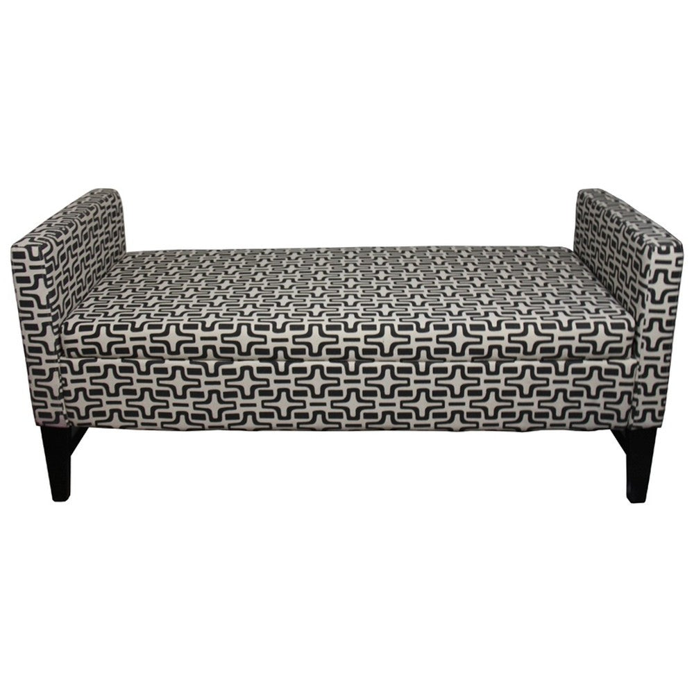 Modern Dark Brown and White Retro Star Print Storage Bench